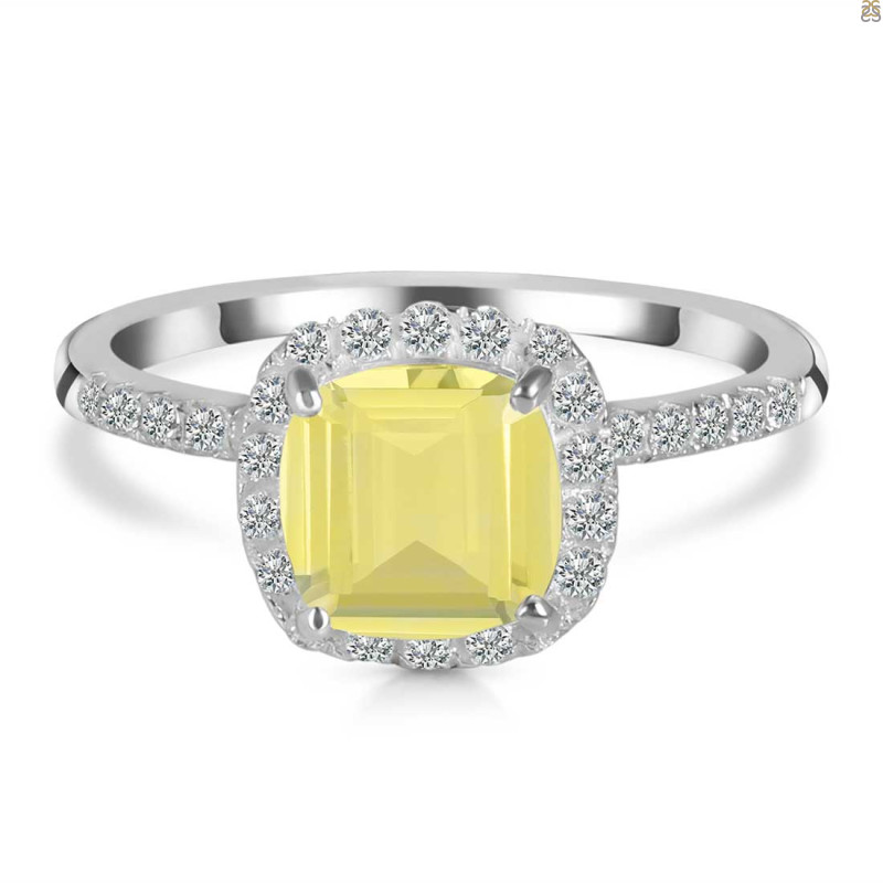 Lemon Quartz & White Topaz Ring LEM-RDR-3119.
