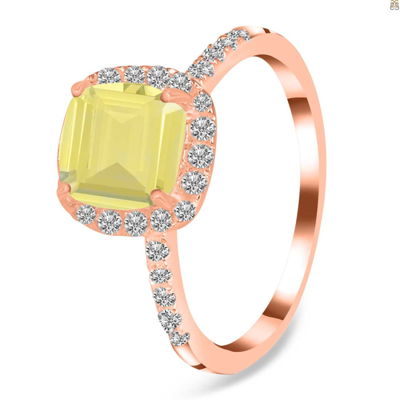 Lemon Quartz & White Topaz Ring LEM-RDR-3119.