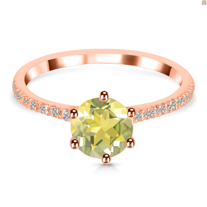 Lemon Quartz & White Topaz Ring LEM-RDR-3140.