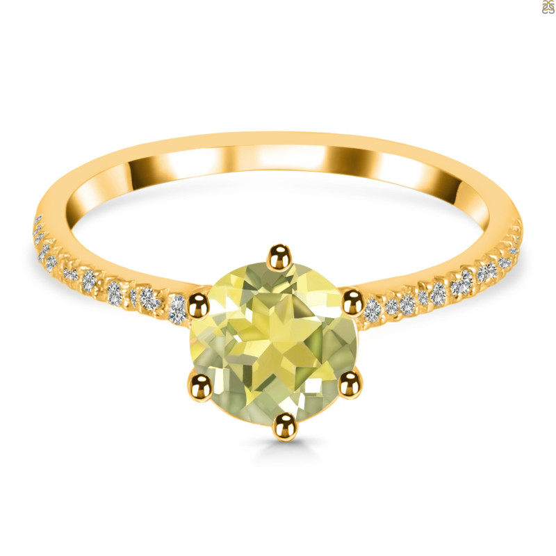 Lemon Quartz & White Topaz Ring LEM-RDR-3140.