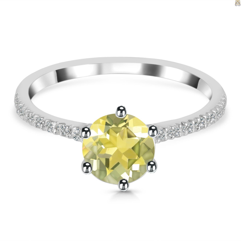 Lemon Quartz & White Topaz Ring LEM-RDR-3140.
