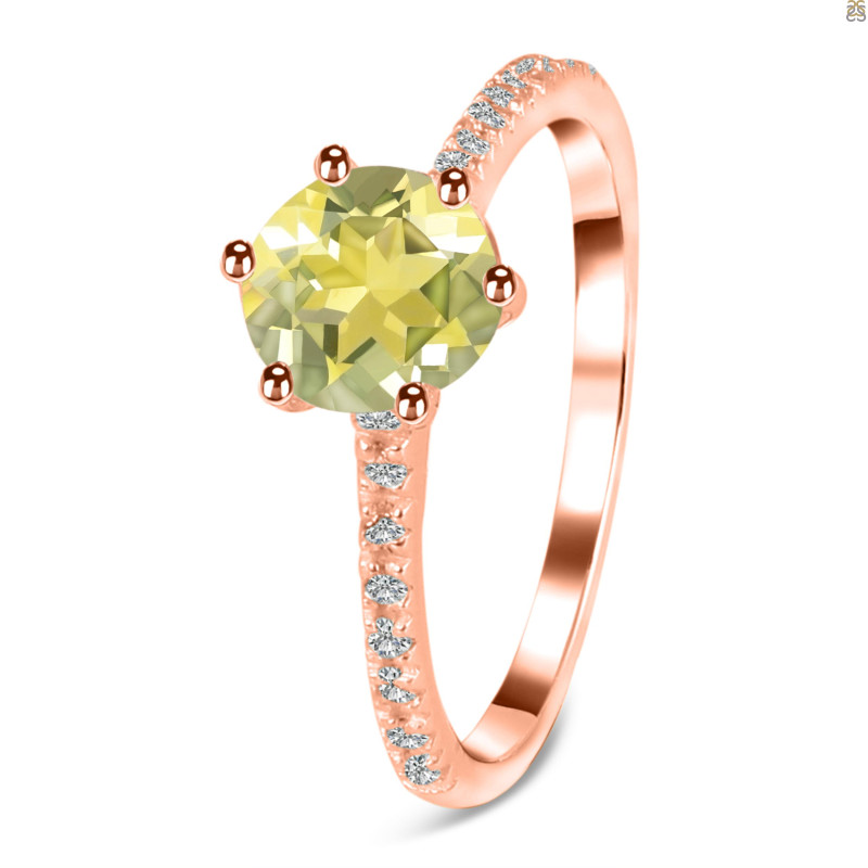 Lemon Quartz & White Topaz Ring LEM-RDR-3140.