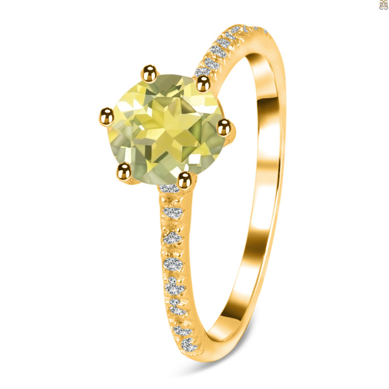 Lemon Quartz & White Topaz Ring LEM-RDR-3140.