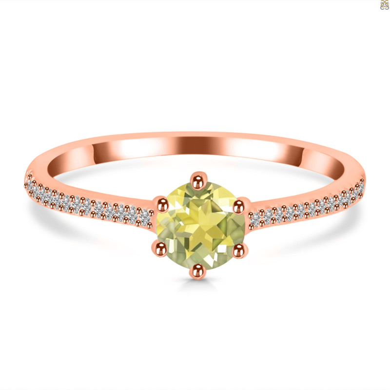 Lemon Quartz & White Topaz Ring LEM-RDR-3143.