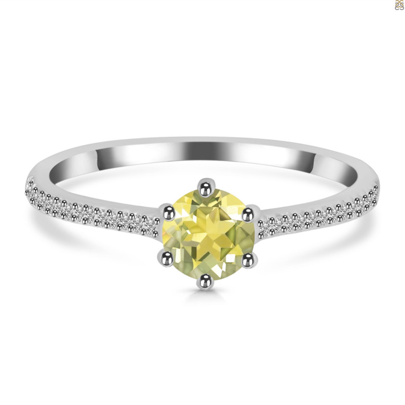 Lemon Quartz & White Topaz Ring LEM-RDR-3143.