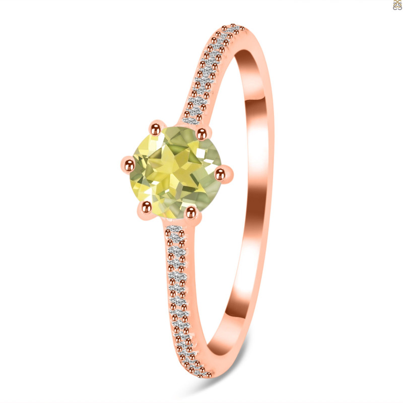 Lemon Quartz & White Topaz Ring LEM-RDR-3143.