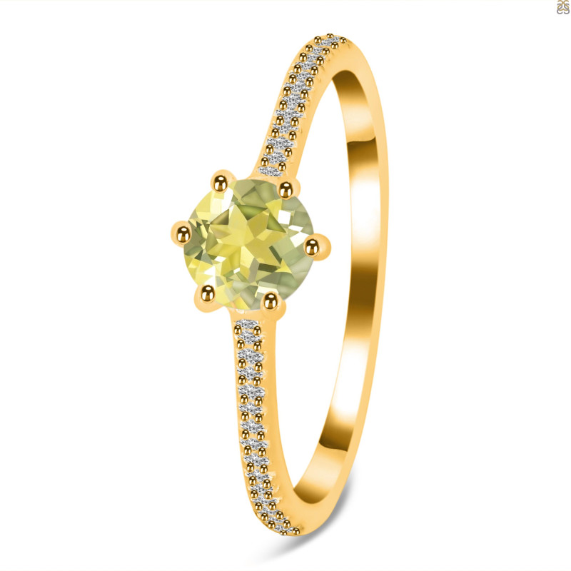 Lemon Quartz & White Topaz Ring LEM-RDR-3143.