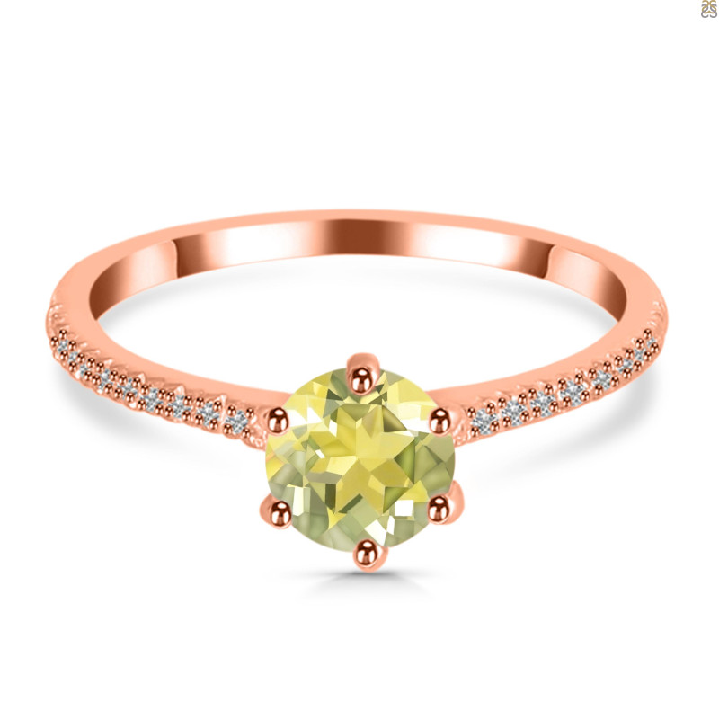 Lemon Quartz & White Topaz Ring LEM-RDR-3144.