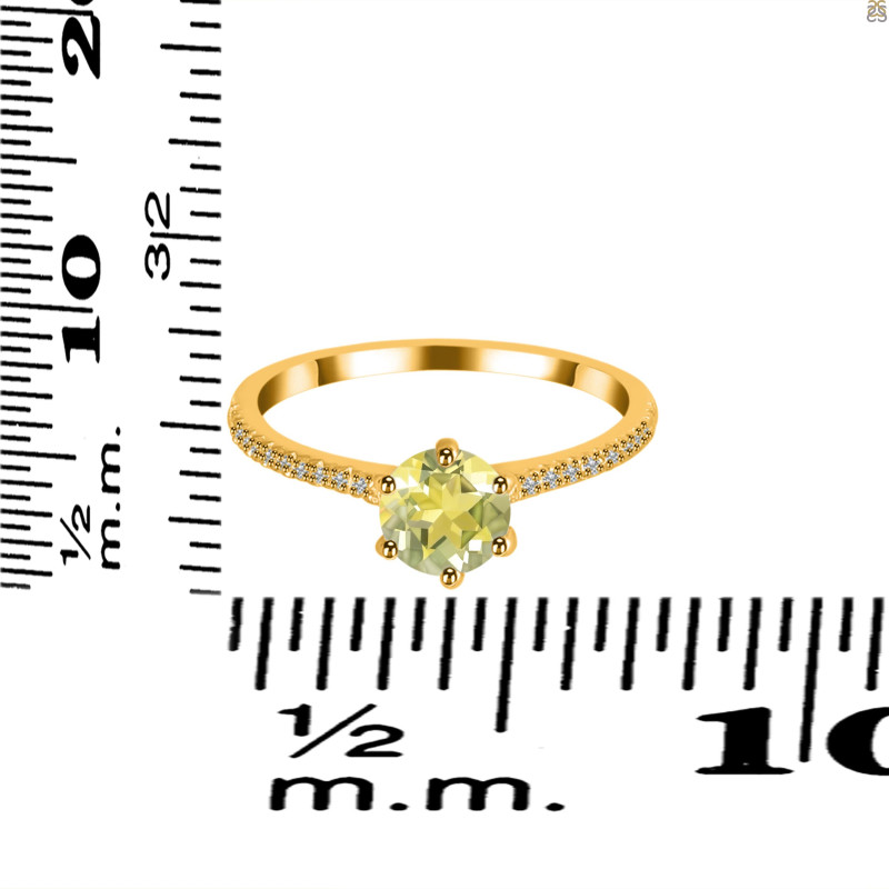 Lemon Quartz & White Topaz Ring LEM-RDR-3144.