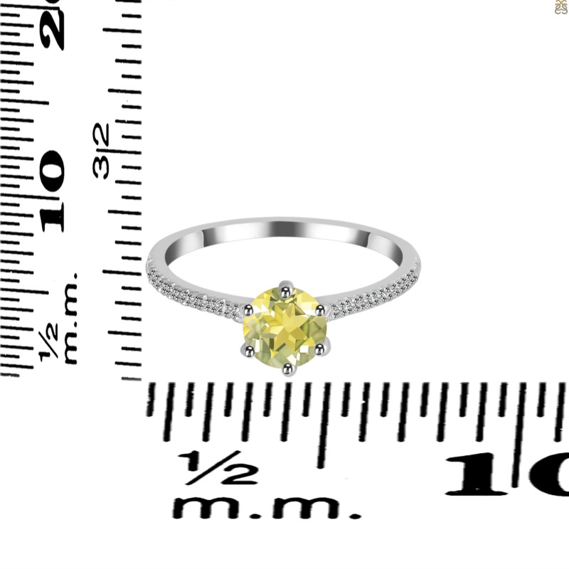 Lemon Quartz & White Topaz Ring LEM-RDR-3144.