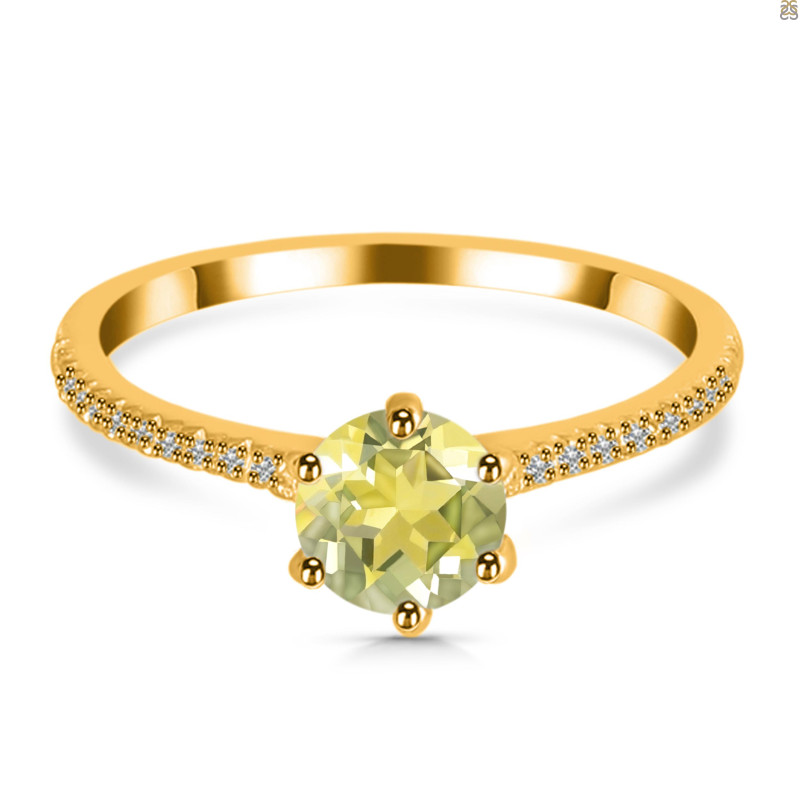 Lemon Quartz & White Topaz Ring LEM-RDR-3144.