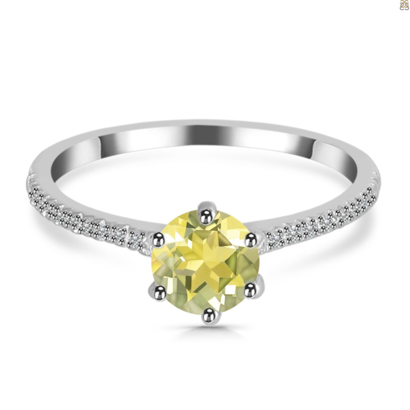 Lemon Quartz & White Topaz Ring LEM-RDR-3144.