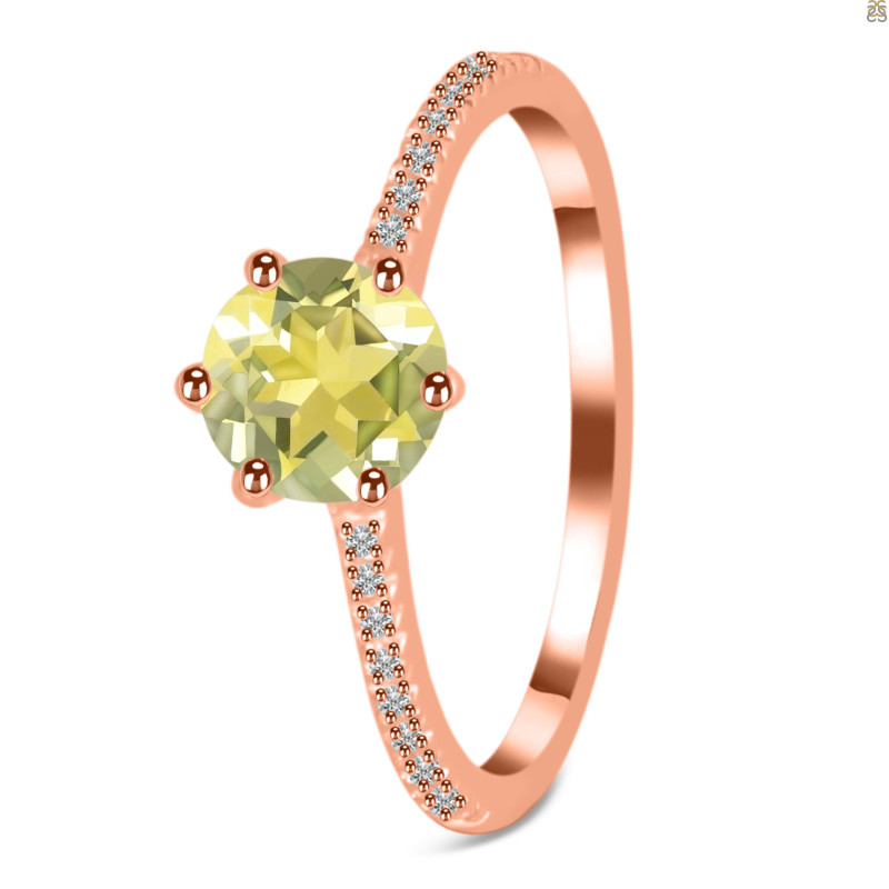 Lemon Quartz & White Topaz Ring LEM-RDR-3144.