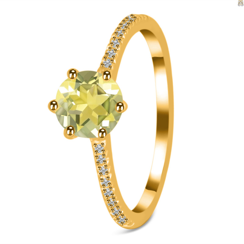 Lemon Quartz & White Topaz Ring LEM-RDR-3144.