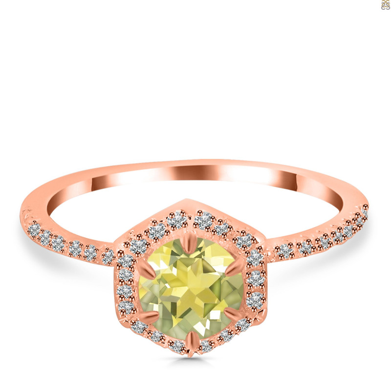 Lemon Quartz & White Topaz Ring LEM-RDR-3146.