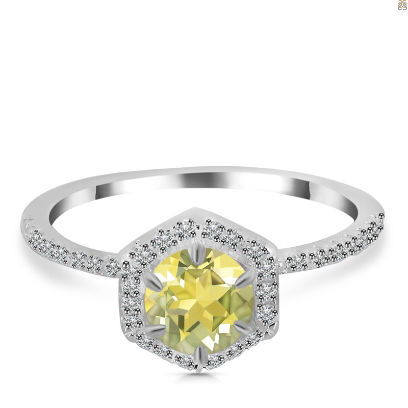 Lemon Quartz & White Topaz Ring LEM-RDR-3146.