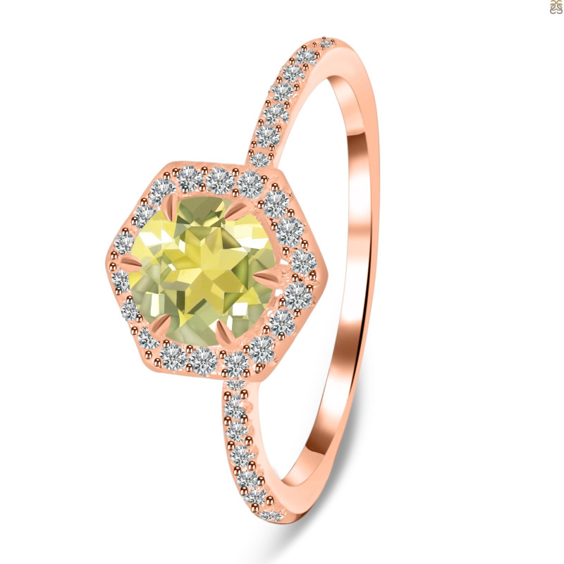 Lemon Quartz & White Topaz Ring LEM-RDR-3146.