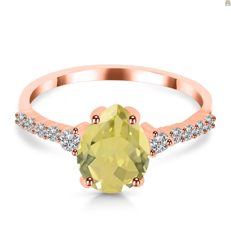 Lemon Quartz & White Topaz Ring LEM-RDR-3148.