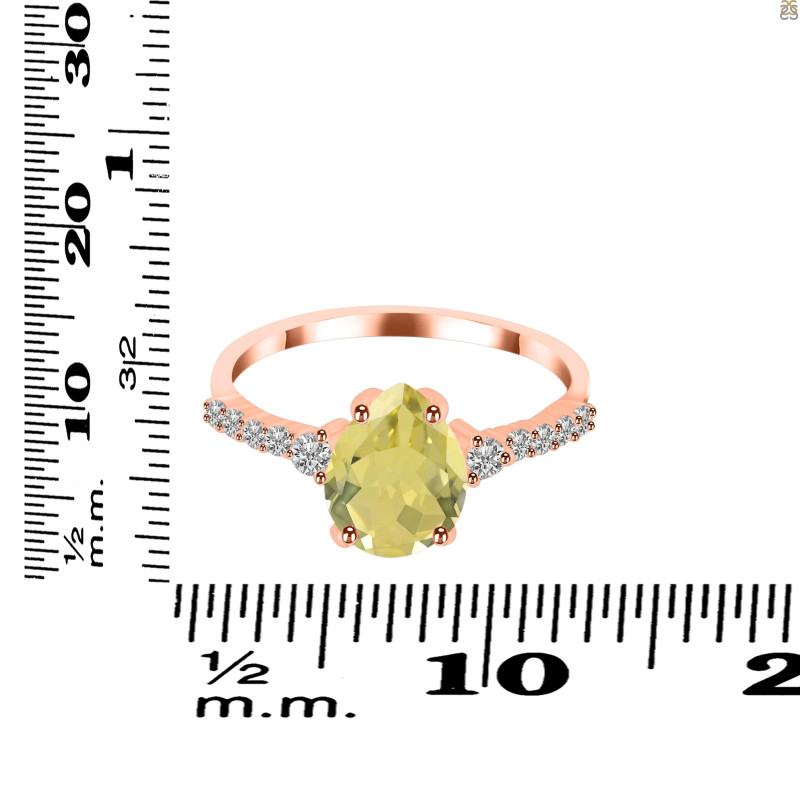 Lemon Quartz & White Topaz Ring LEM-RDR-3148.