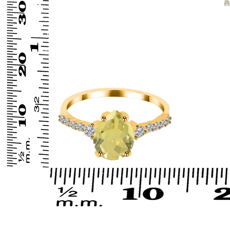 Lemon Quartz & White Topaz Ring LEM-RDR-3148.