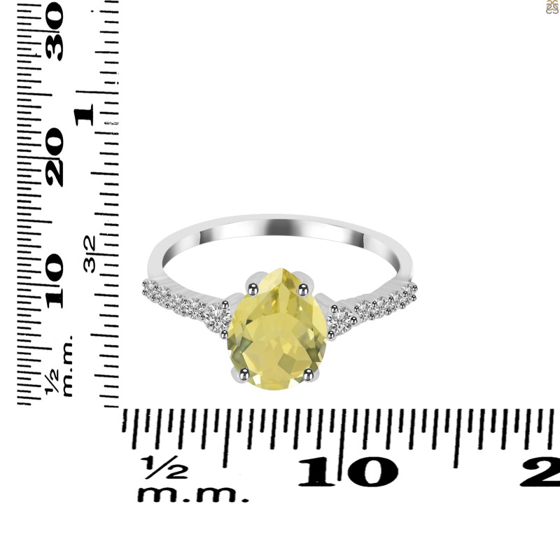 Lemon Quartz & White Topaz Ring LEM-RDR-3148.