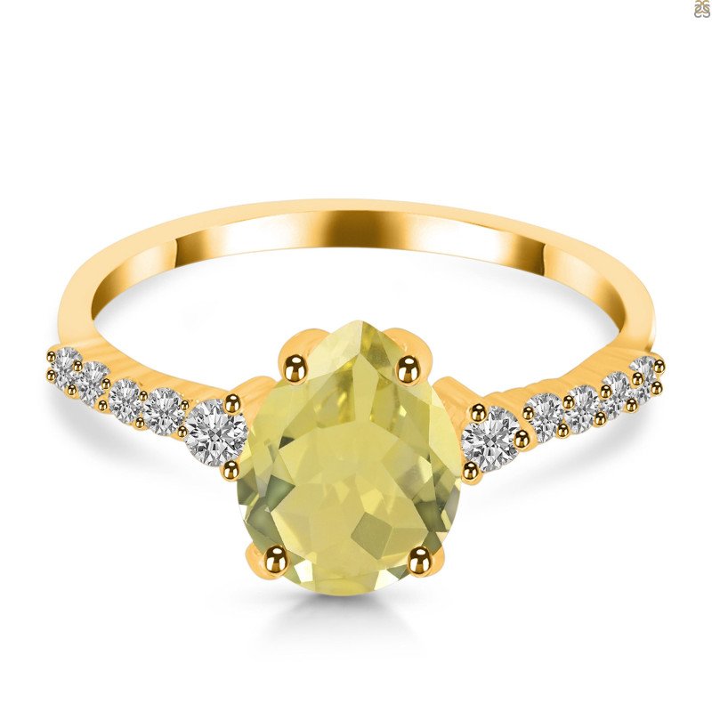 Lemon Quartz & White Topaz Ring LEM-RDR-3148.