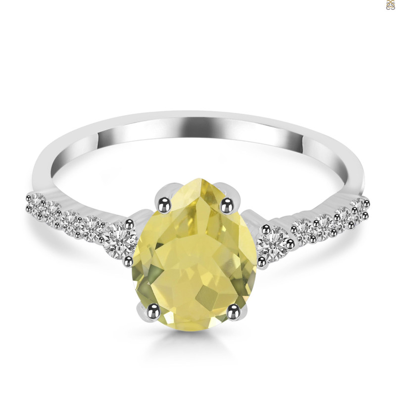 Lemon Quartz & White Topaz Ring LEM-RDR-3148.