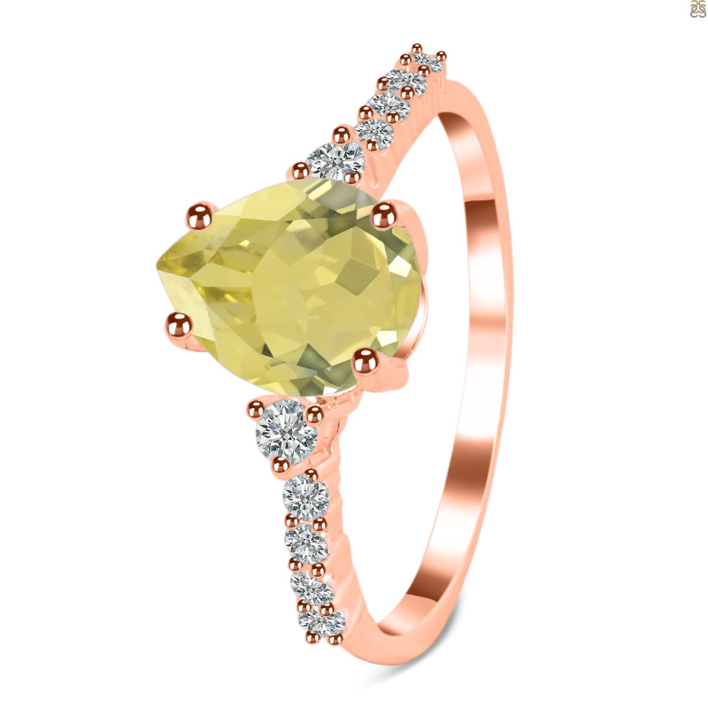 Lemon Quartz & White Topaz Ring LEM-RDR-3148.