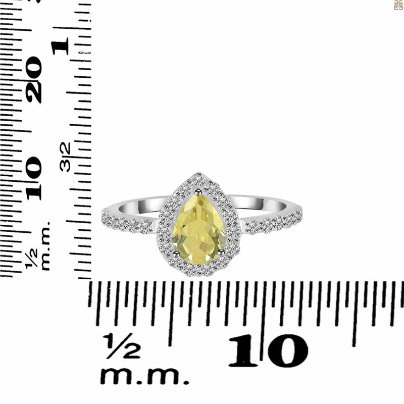 Lemon Quartz & White Topaz Ring LEM-RDR-3161.
