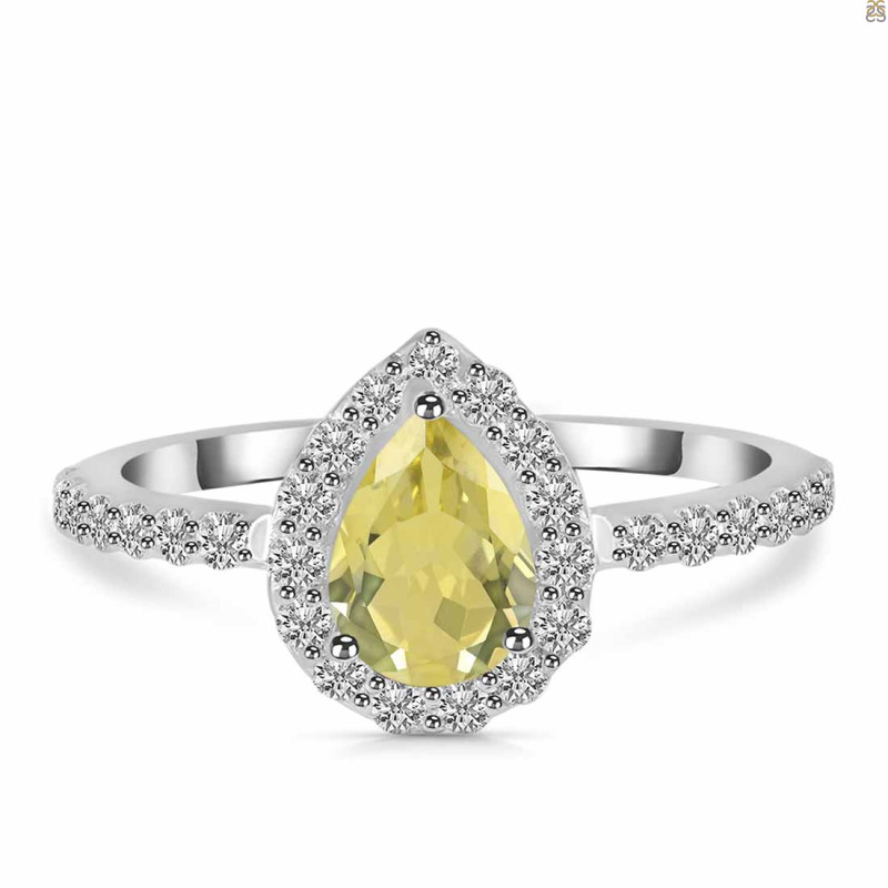 Lemon Quartz & White Topaz Ring LEM-RDR-3161.