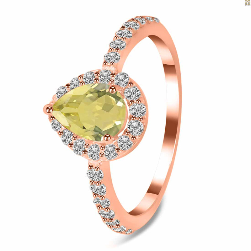 Lemon Quartz & White Topaz Ring LEM-RDR-3161.