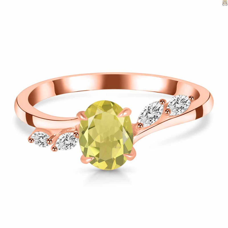 Lemon Quartz & White Topaz Ring LEM-RDR-3163.