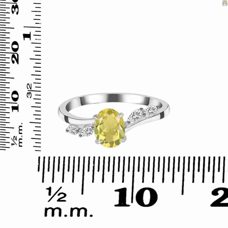 Lemon Quartz & White Topaz Ring LEM-RDR-3163.