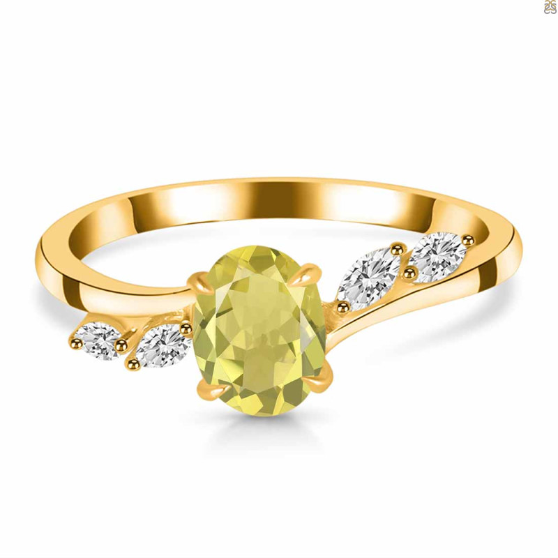 Lemon Quartz & White Topaz Ring LEM-RDR-3163.