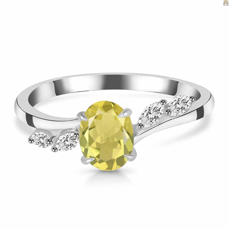 Lemon Quartz & White Topaz Ring LEM-RDR-3163.
