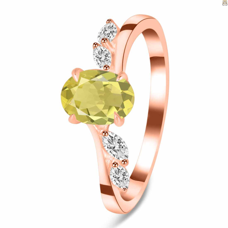 Lemon Quartz & White Topaz Ring LEM-RDR-3163.