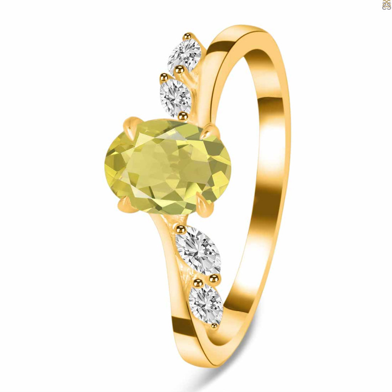 Lemon Quartz & White Topaz Ring LEM-RDR-3163.