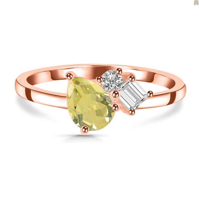 Lemon Quartz & White Topaz Ring LEM-RDR-3199.