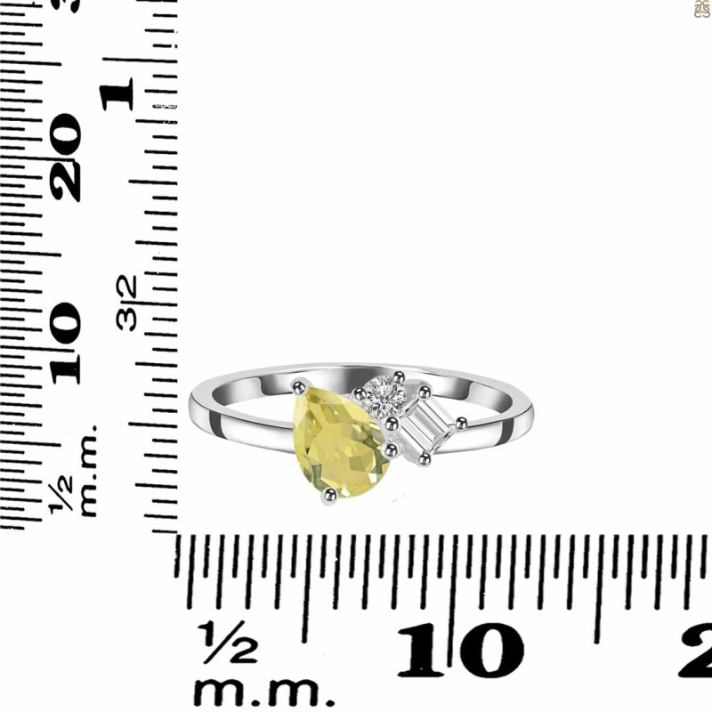 Lemon Quartz & White Topaz Ring LEM-RDR-3199.
