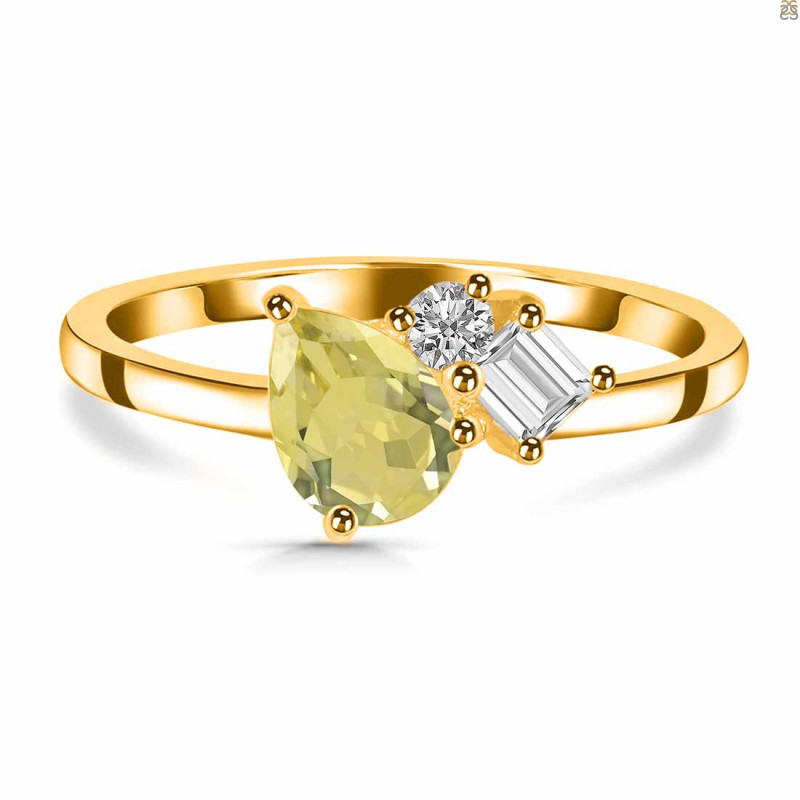 Lemon Quartz & White Topaz Ring LEM-RDR-3199.