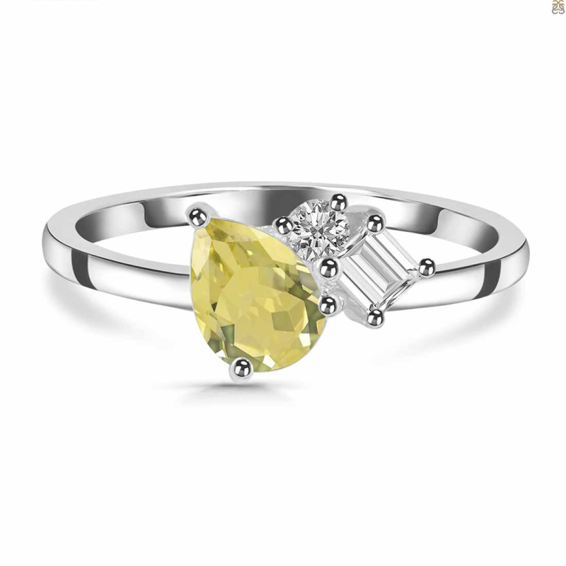 Lemon Quartz & White Topaz Ring LEM-RDR-3199.