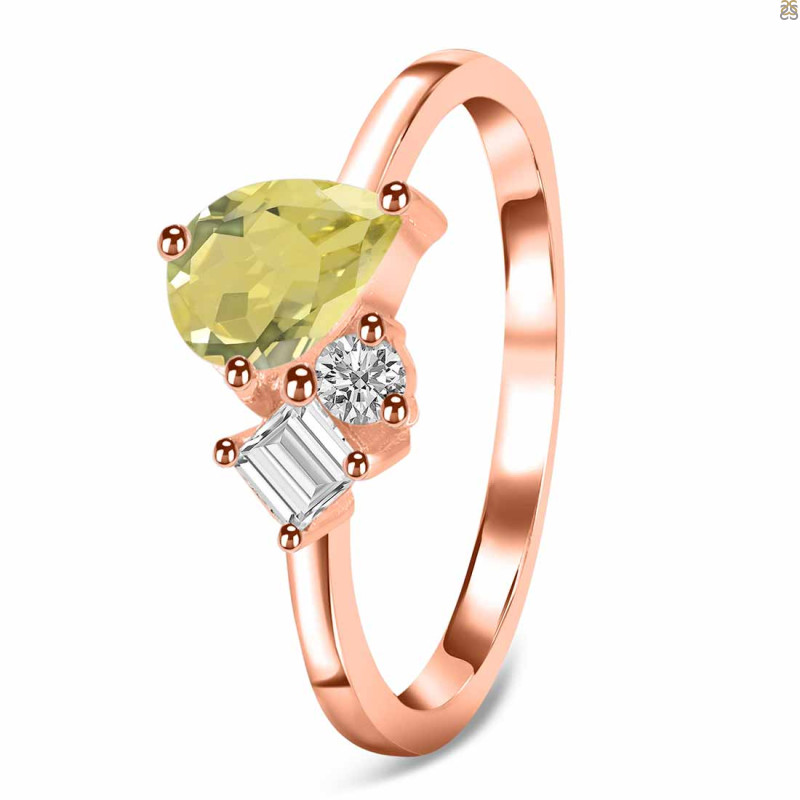 Lemon Quartz & White Topaz Ring LEM-RDR-3199.