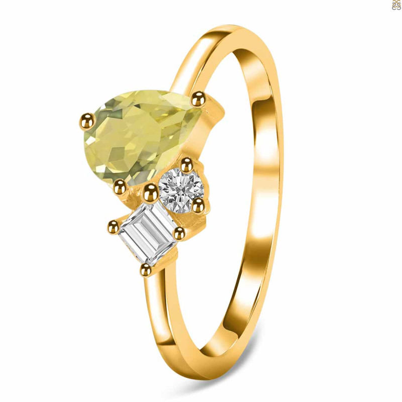 Lemon Quartz & White Topaz Ring LEM-RDR-3199.