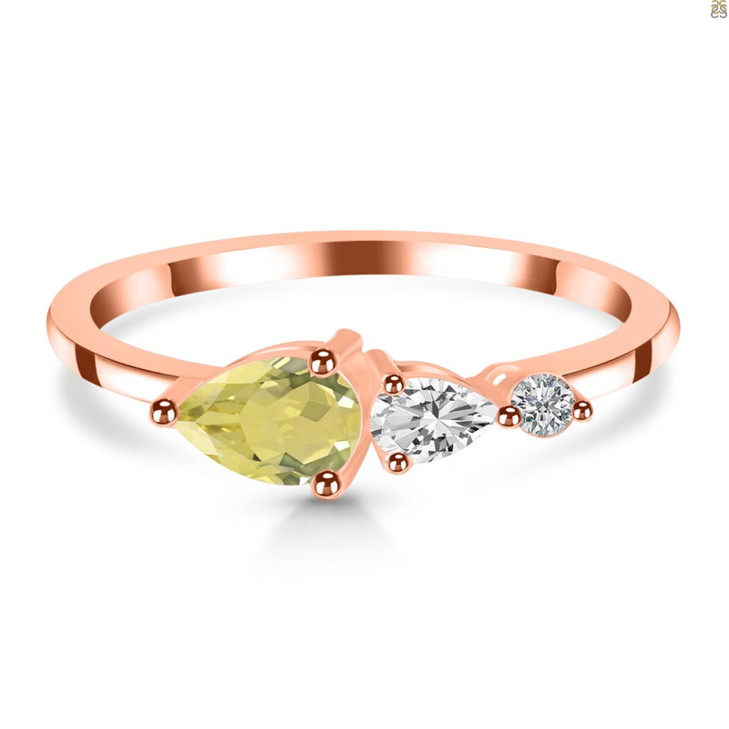 Lemon Quartz  & White Topaz Ring LEM-RDR-3238.