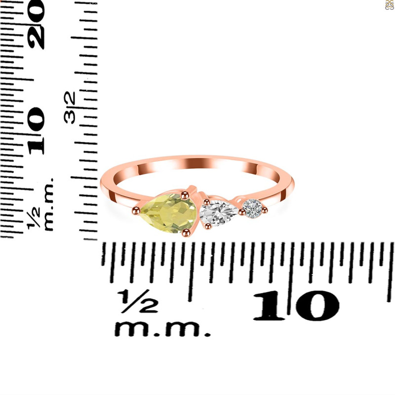 Lemon Quartz  & White Topaz Ring LEM-RDR-3238.