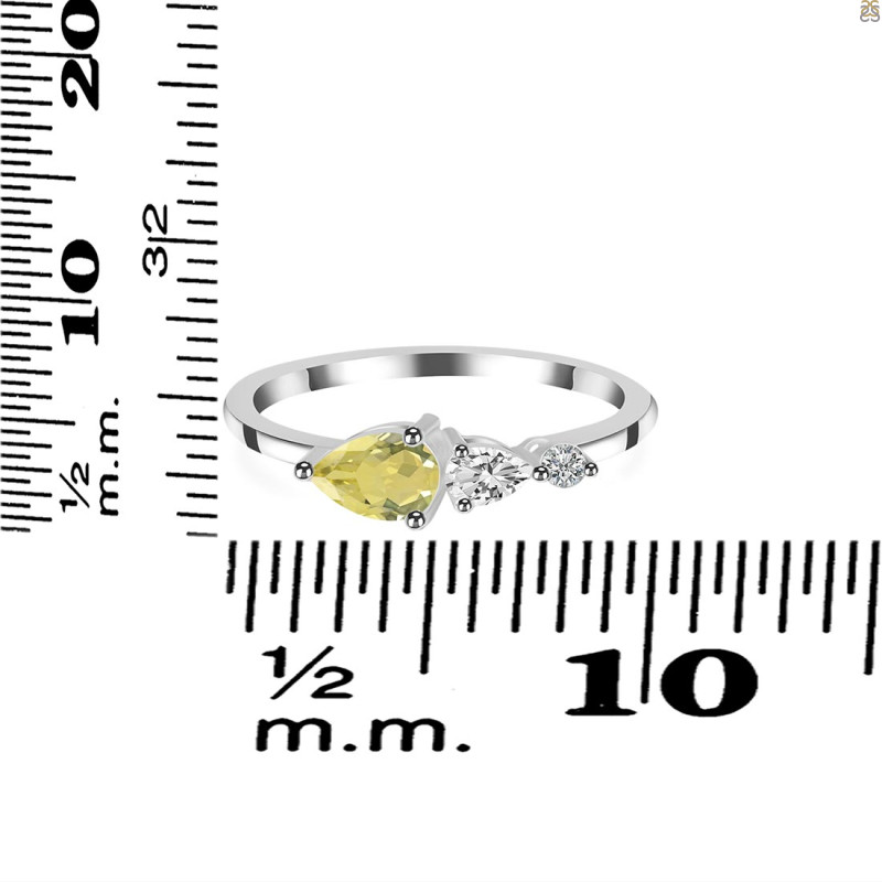 Lemon Quartz  & White Topaz Ring LEM-RDR-3238.