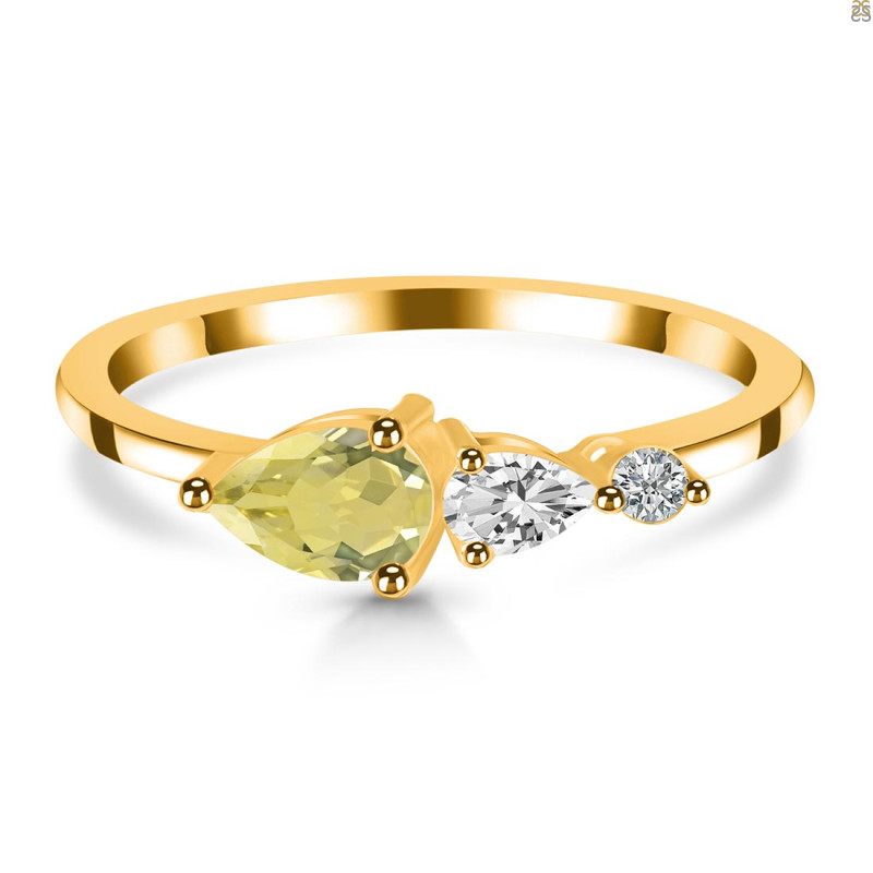 Lemon Quartz  & White Topaz Ring LEM-RDR-3238.