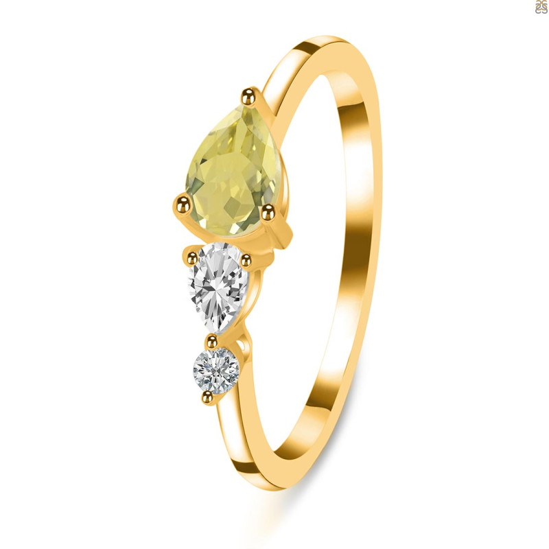 Lemon Quartz  & White Topaz Ring LEM-RDR-3238.