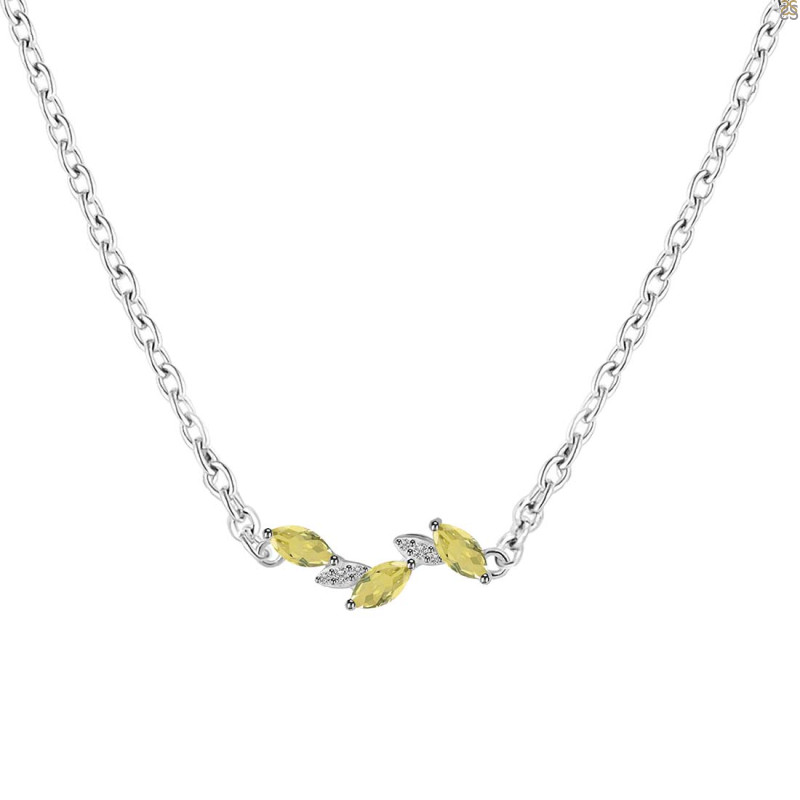 Lemon Quartz & White Topaz Necklace LEM-RDN-460.