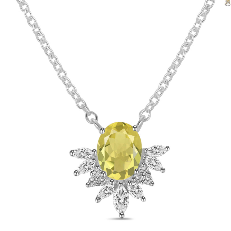 Lemon Quartz & White Topaz Necklace LEM-RN-72.
